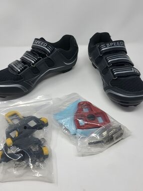 SPEED Women's Black Athletic Cycling Shoes with Adjustable Straps